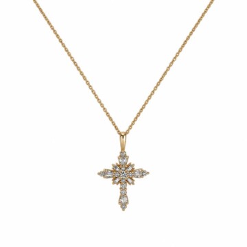Featured image of this Women’s 14k Yellow Gold Cross Pendant Necklace with Diamond