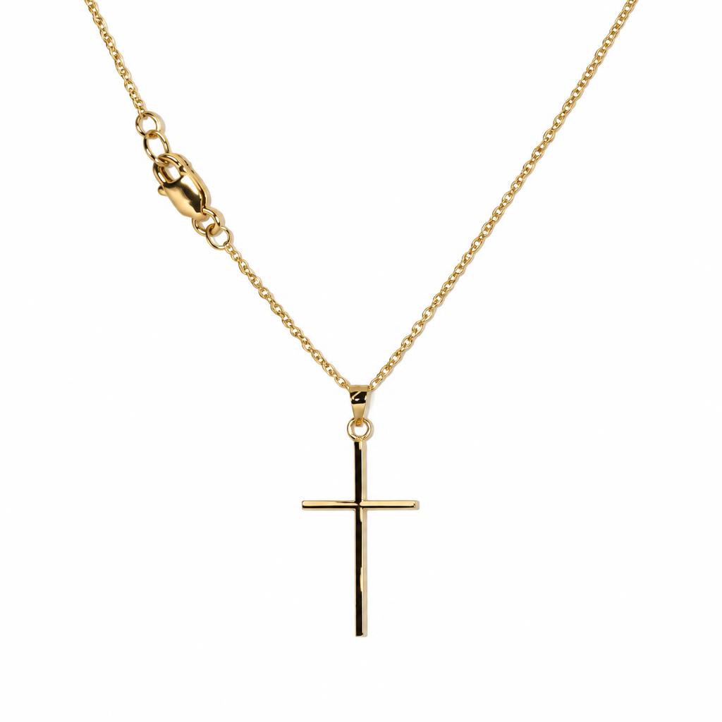Gallery image of this Women’s 14k Yellow Gold Cross Pendant Necklace