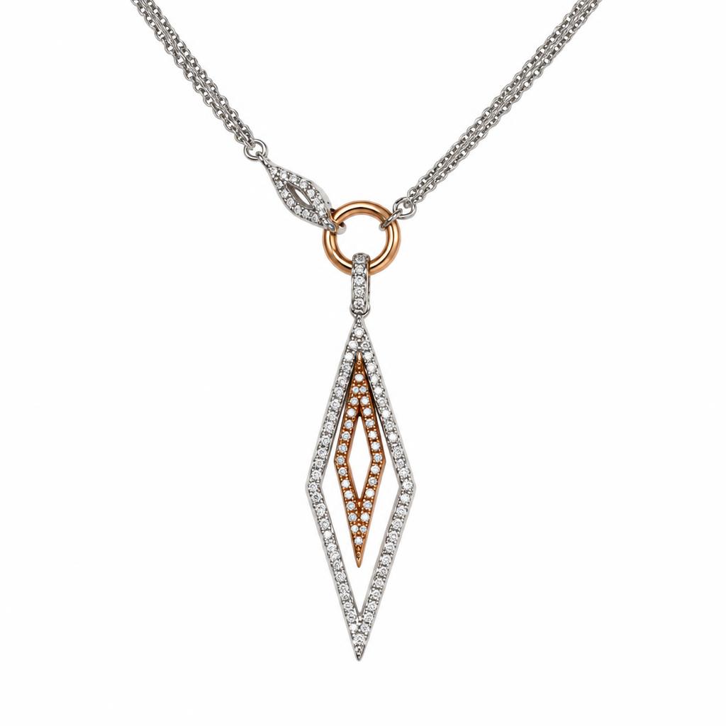 Featured image of this Women’s 14k White & Rose Gold Pendant Necklace with Diamond
