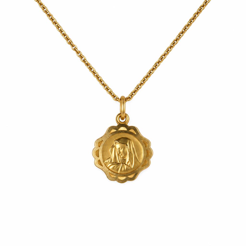 Featured image of this Women’s 18k Yellow Gold Virgin Mary Pendant Necklace