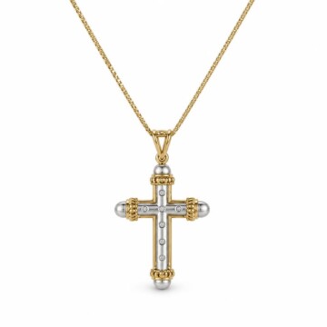 Featured image of this Women’s 14k Yellow & White Gold Cross Pendant Necklace with Diamond
