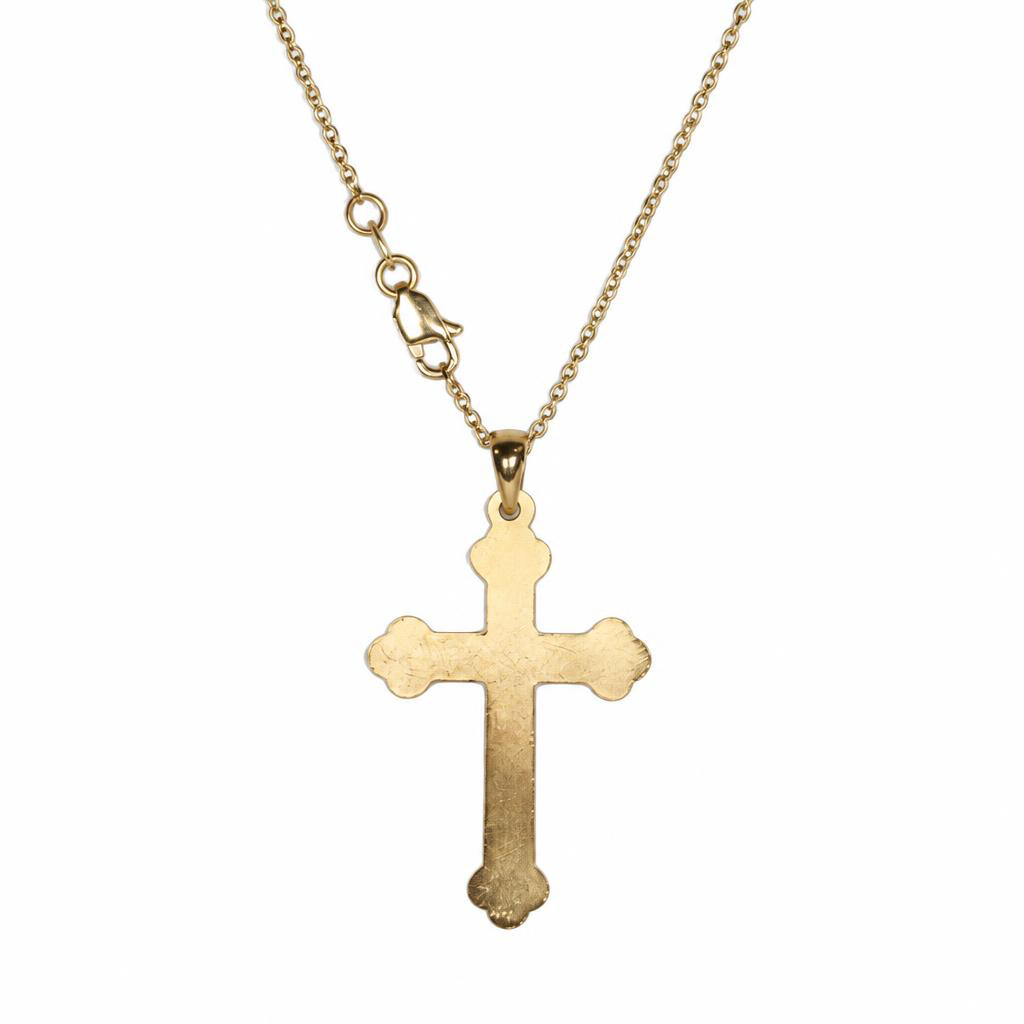 Gallery image of this Women’s 14k Yellow Gold Cross Pendant Necklace with Diamond