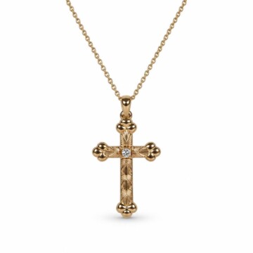 Featured image of this Women’s 14k Yellow Gold Cross Pendant Necklace with Diamond