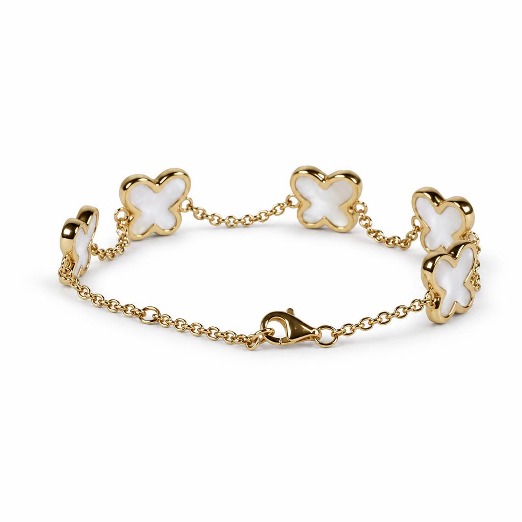 Gallery image of this Women’s 14k Yellow Gold Link Bracelet with Mother of Pearl