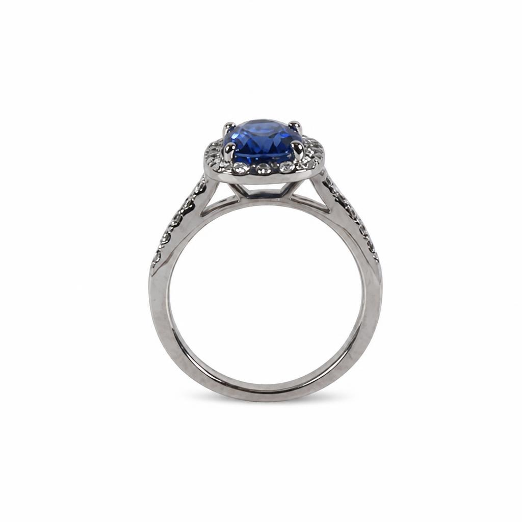 Gallery image of this Women’s 18k White Gold Sapphire Ring GIA Cert Size 6