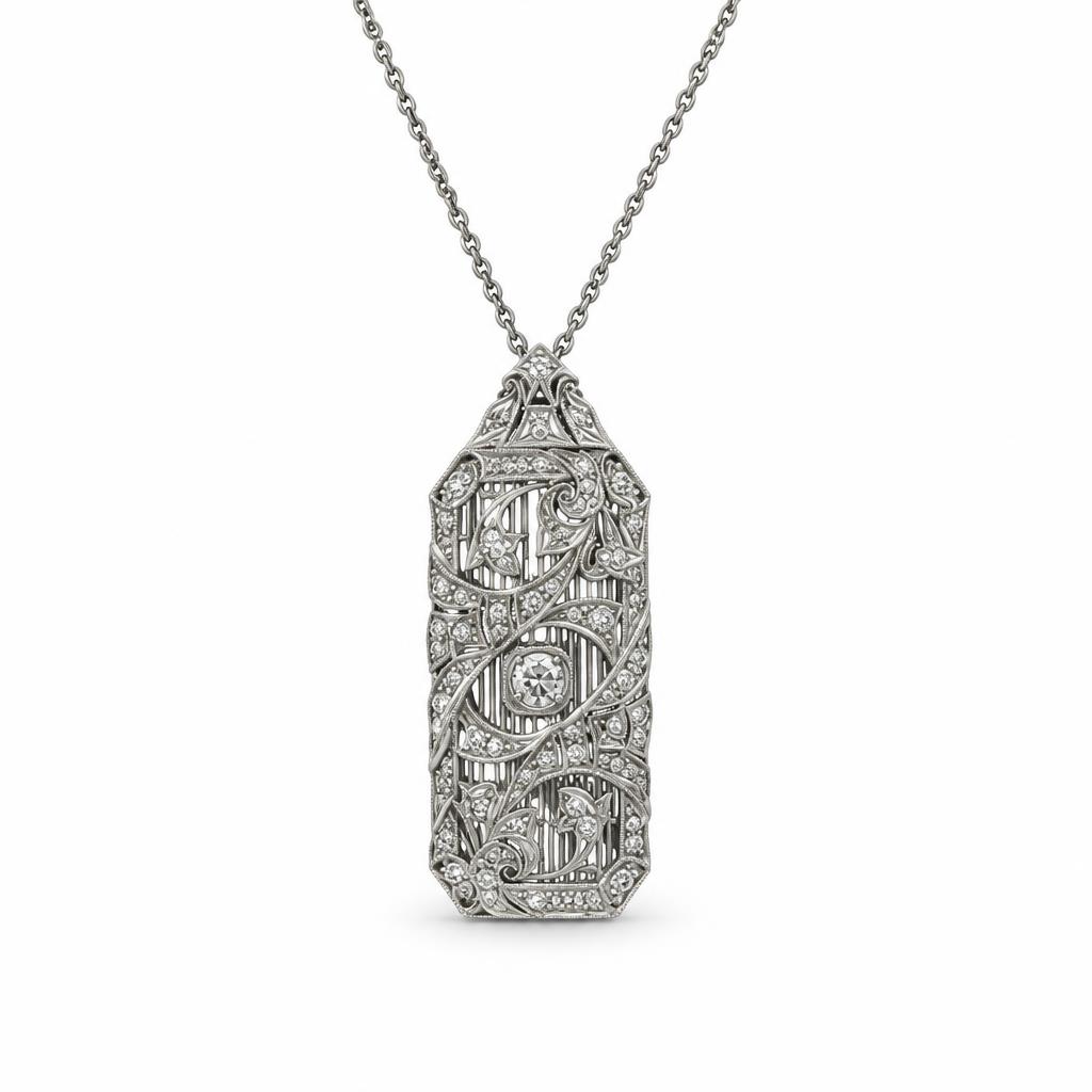 Featured image of this Women’s Vintage Platinum Diamond Necklace