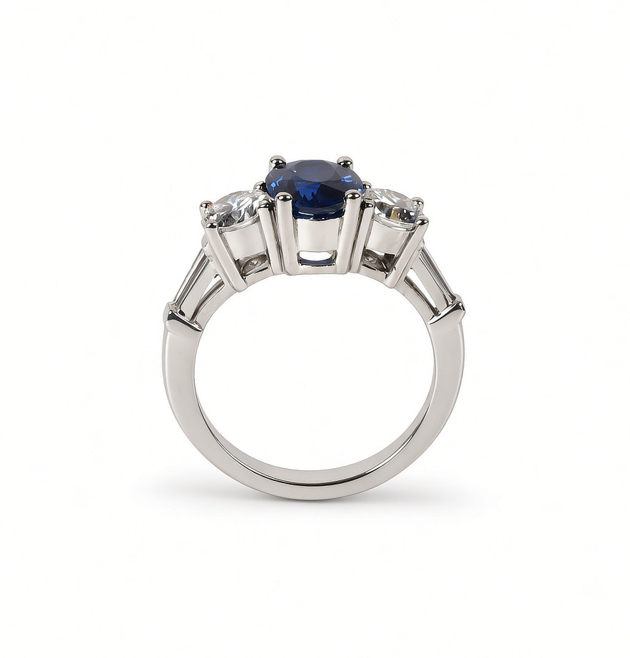 Gallery image of this Women’s Platinum Sapphire Ring GIA Cert Size 6
