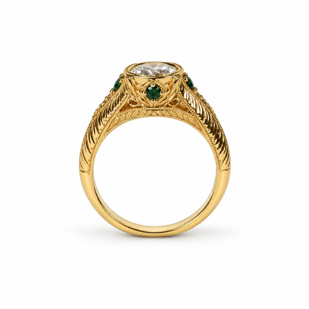 Gallery image of this Women’s 18k Yellow Gold Diamond Bridal Ring EGL Cert Size 6.75