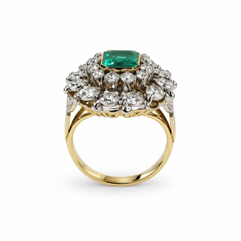 Gallery image of this Women’s 14k Yellow Gold Diamond, Emerald Size 6.25 Ring