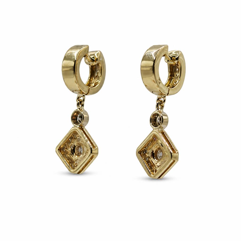 Gallery image of this Women’s 14k Yellow Gold Diamond Hoop Dangle Earrings