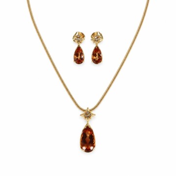 Featured image of this Women’s 18k Yellow Gold Imperial Topaz Pendant & Stud Dangle Earrings Set
