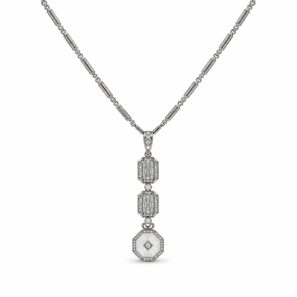 Featured image of this Women’s Vintage 14k White Gold Camphor Glass Pendant