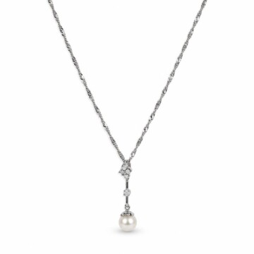 Featured image of this Women’s 14k White Gold Pearl Pendant With Diamonds