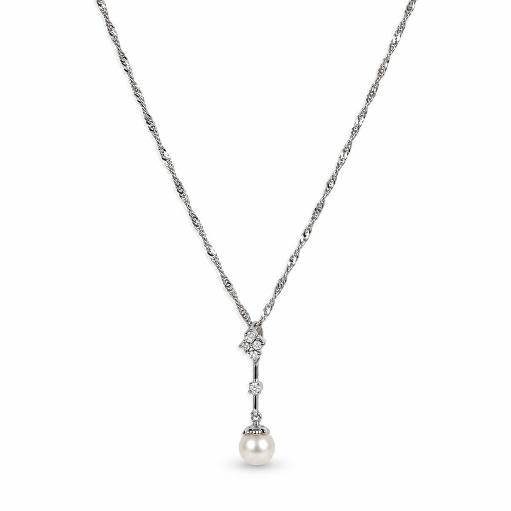 Featured image of this Women’s 14k White Gold Pearl Pendant With Diamonds
