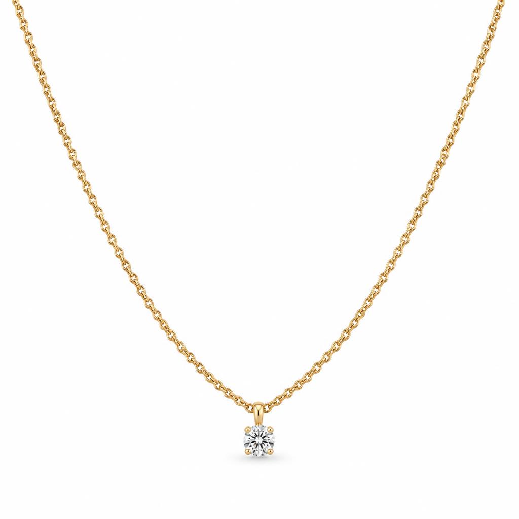 Featured image of this Women’s 14k Yellow Gold Solitaire Pendant with 0.41ct Round Diamond I/SI1