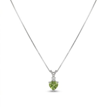 Featured image of this Women’s 14k White Gold Pendant with Heart Cut Peridot and Diamond