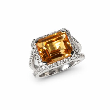 Featured image of this Women’s 14k White Gold Ring with Citrine and Diamond Size 6.25