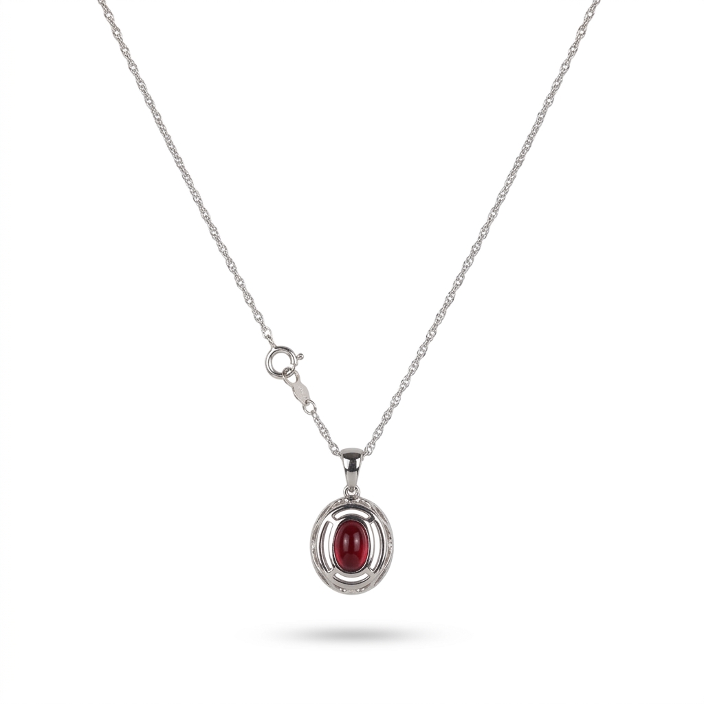 Gallery image of this Women’s 14k White Gold Pendant with Pink Tourmaline and Diamond