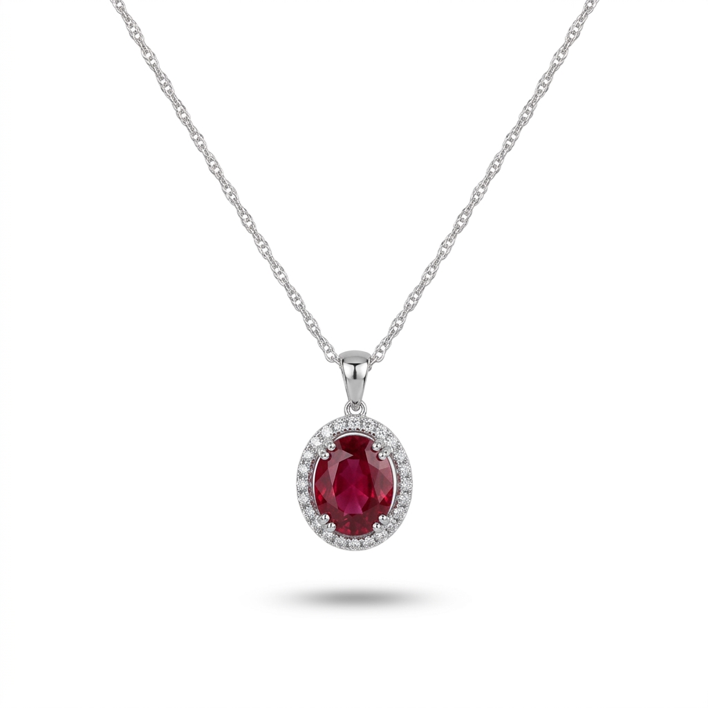 Featured image of this Women’s 14k White Gold Pendant with Pink Tourmaline and Diamond