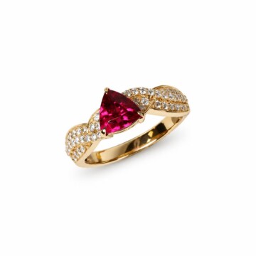 Featured image of this Women’s 18k Yellow Gold Ring with Tourmaline and Diamond Size 7.25