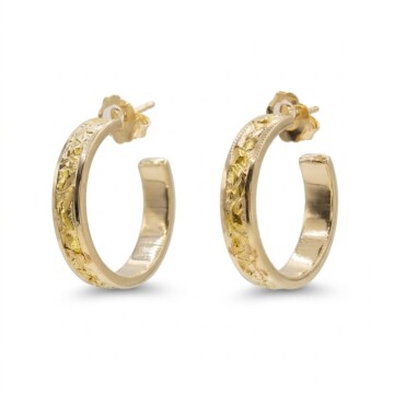 Featured image of this Women’s 14k Yellow Gold Natural Nugget 20mm Hoop Earrings