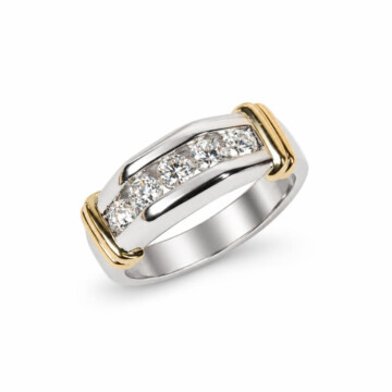 Featured image of this Men’s 14k White & Yellow Gold Bridal Ring with Diamond Size 10.75