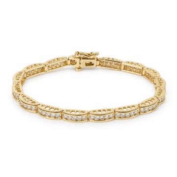 Featured image of this Women’s 14k Yellow Gold Link Bracelet with Diamonds