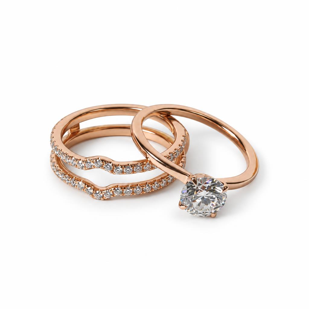 Gallery image of this Women’s 18k Rose Gold Bridal Ring AGS Certified with 1.37ct Round Diamond K/VS2 Size 6.75