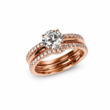 Featured image of this Women’s 18k Rose Gold Bridal Ring AGS Certified with 1.37ct Round Diamond K/VS2 Size 6.75