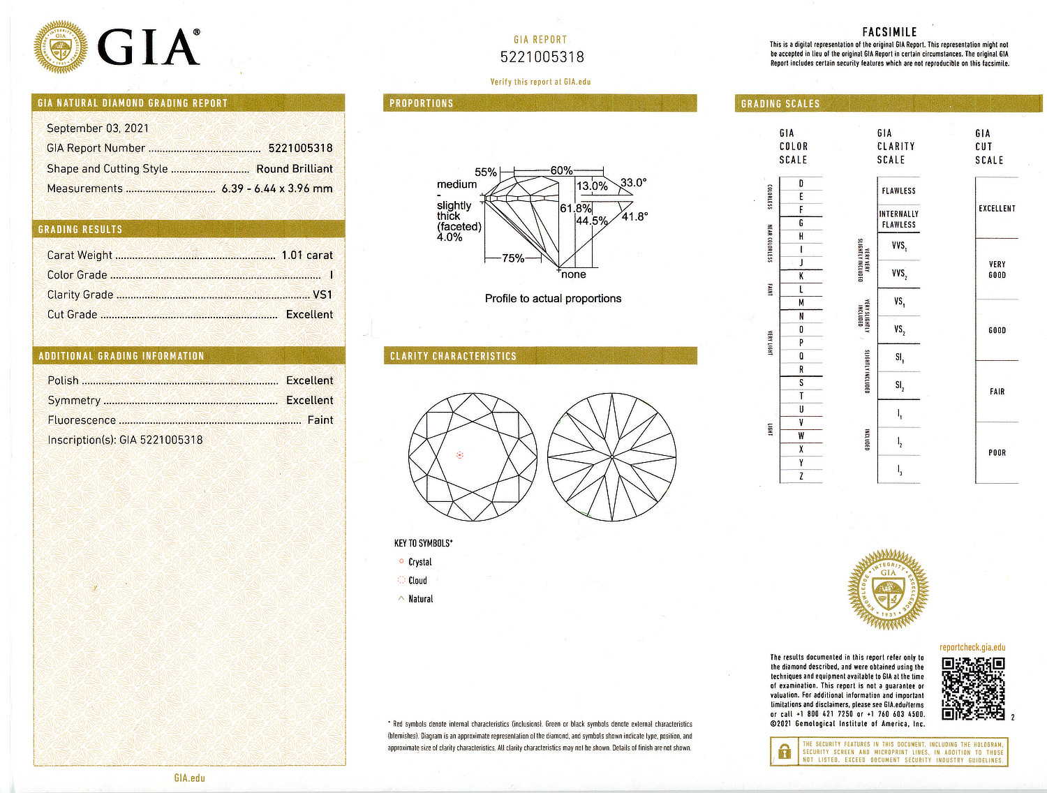 Gallery image of this Women’s Platinum Bridal Ring GIA Certified with 1.01ct Round Diamond I/VS1 Size 6
