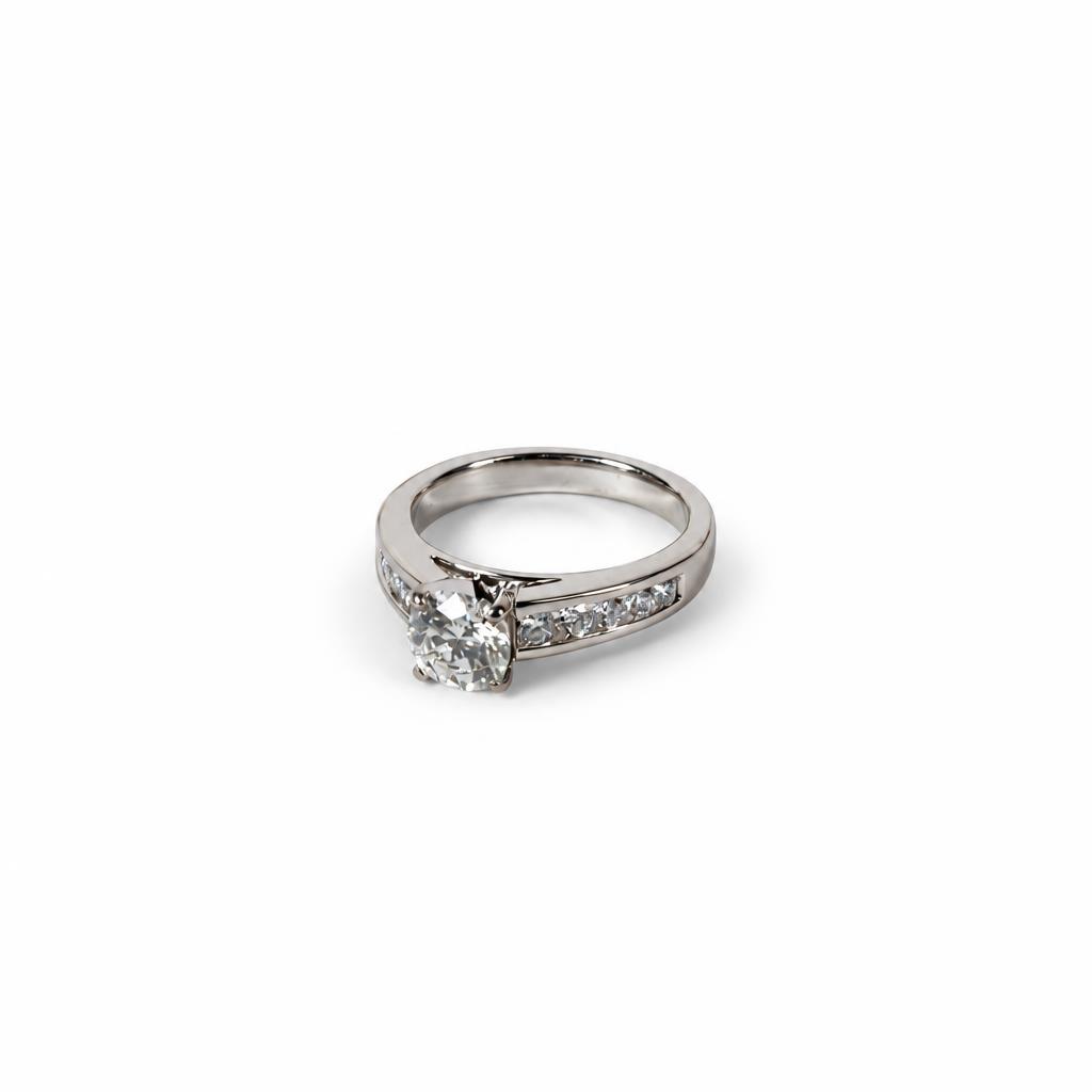 Gallery image of this Women’s 14k White Gold Bridal Ring GIA Certified with 1.20ct Round Diamond H/SI1 Size 6.75