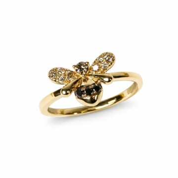 Featured image of this Women’s 14k Yellow Gold Bumblebee Ring with Diamond Size 7