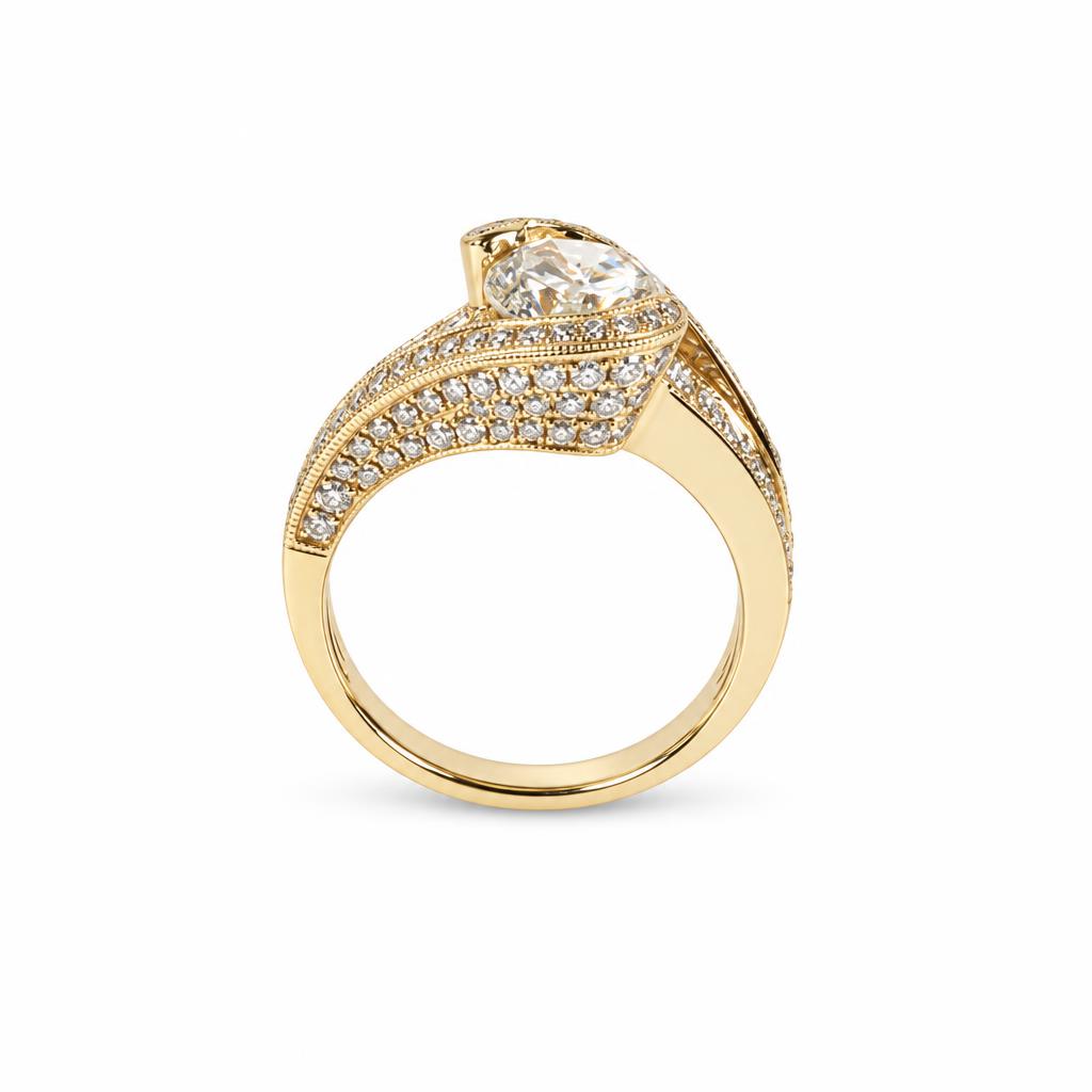 Gallery image of this Women’s 14k Yellow Gold Bridal Ring EGL Certified with 1.51ct Round Diamond J/I1 Size 6