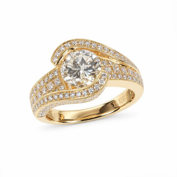 Featured image of this Women’s 14k Yellow Gold Bridal Ring EGL Certified with 1.51ct Round Diamond J/I1 Size 6