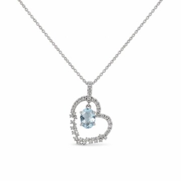 Featured image of this Women’s 14k White Gold Heart Pendant with Aquamarine and Diamond