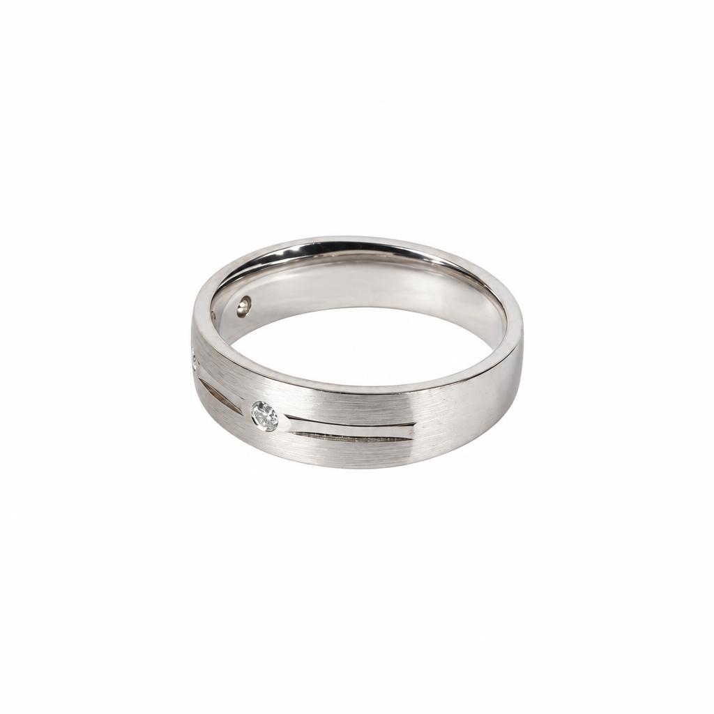 Gallery image of this Men’s 14k White Gold Bridal Ring with Diamond Size 10.5