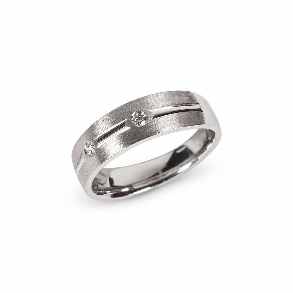 Featured image of this Men’s 14k White Gold Bridal Ring with Diamond Size 10.5