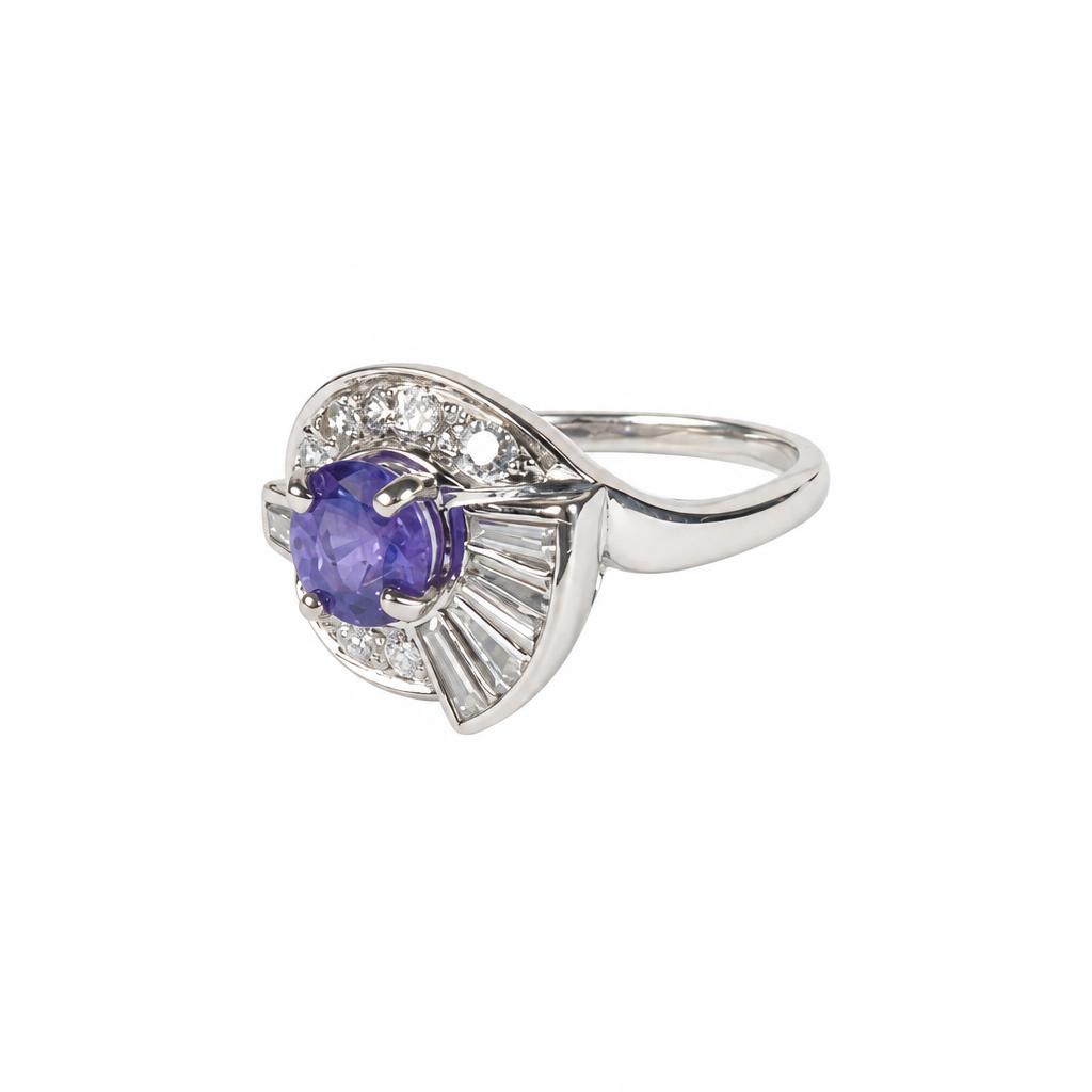 Gallery image of this Women’s Vintage 14k White Gold Ring with Amethyst and 1.00ct TDW Diamond Size 6.75
