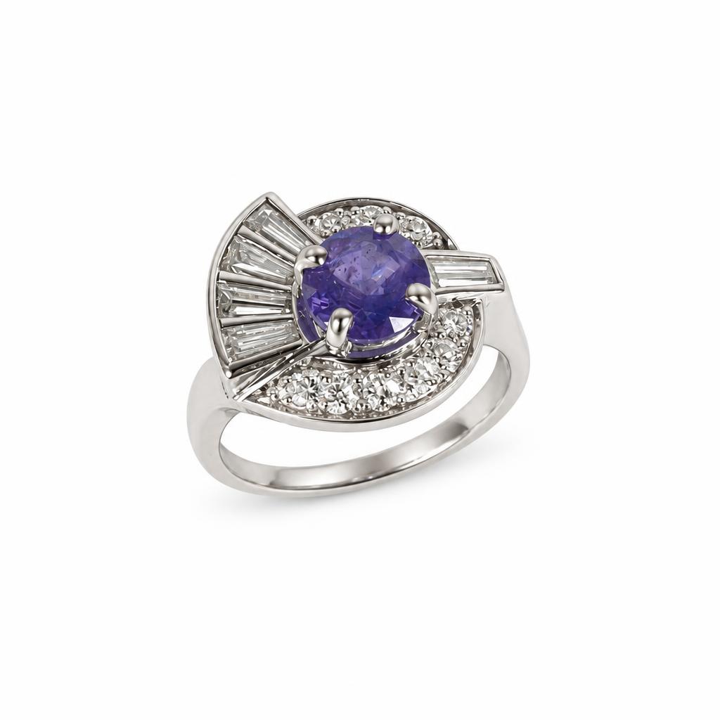 Featured image of this Women’s Vintage 14k White Gold Ring with Amethyst and 1.00ct TDW Diamond Size 6.75