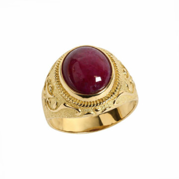 Featured image of this Men’s 18k Yellow Gold Ring with Ruby Size 10.5
