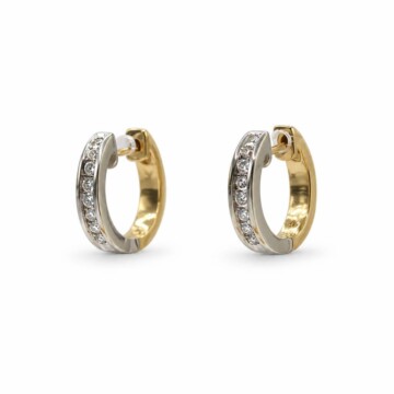 Featured image of this Women’s 14k Yellow & White Gold 14mm Hoop Earrings with Diamond