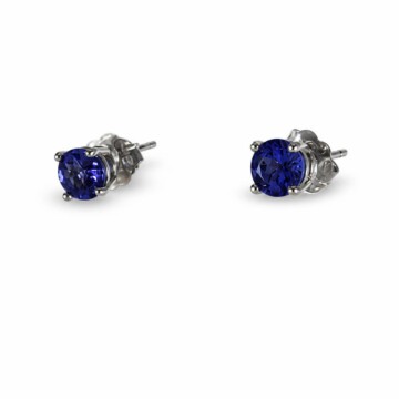 Featured image of this Women’s 14k White Gold 5mm Stud Earrings with Tanzanite