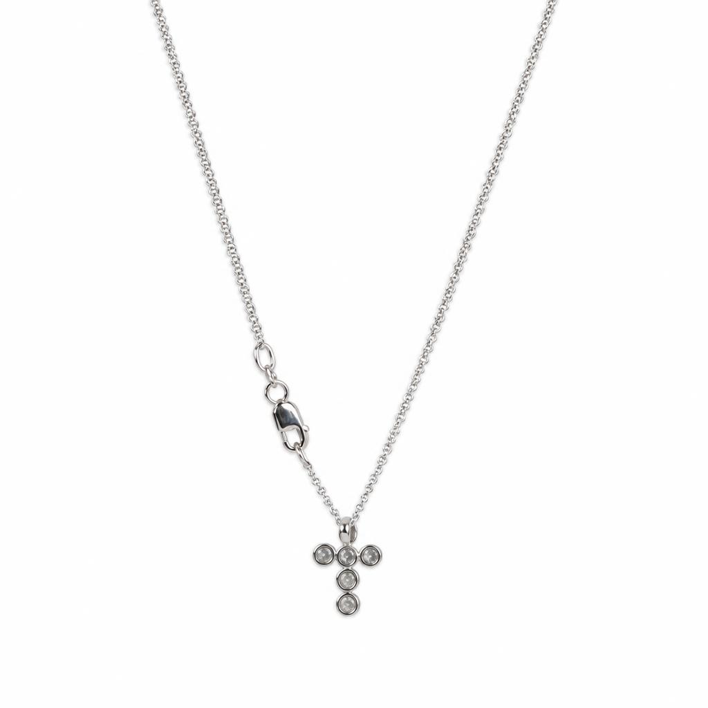 Gallery image of this Women’s 14k White Gold Cross Pendant Necklace with Diamond
