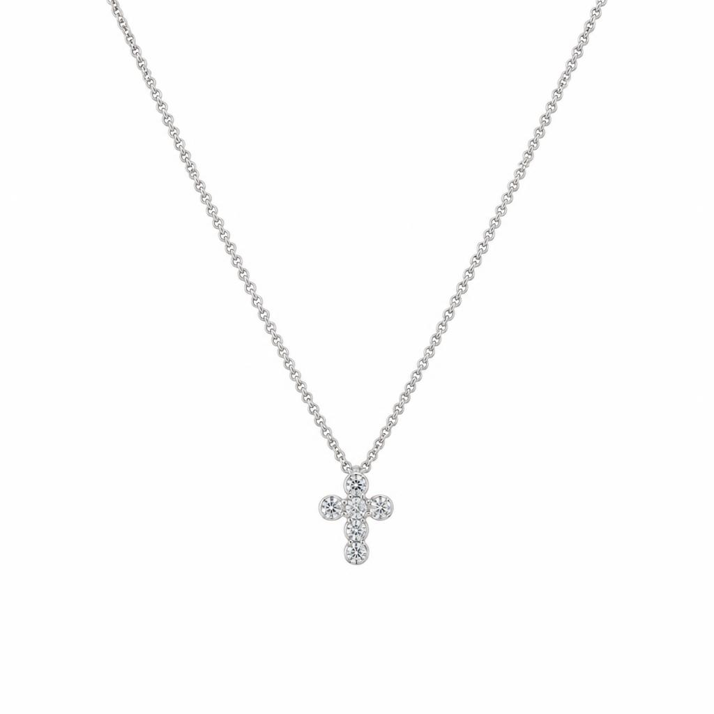 Featured image of this Women’s 14k White Gold Cross Pendant Necklace with Diamond