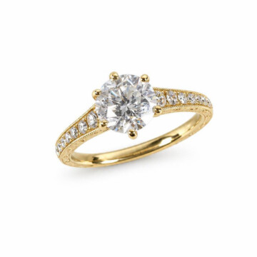Featured image of this Women’s Fischer 14k Yellow Gold Bridal Ring EGL Certified with 1.50ct Round Diamond Size 6.25