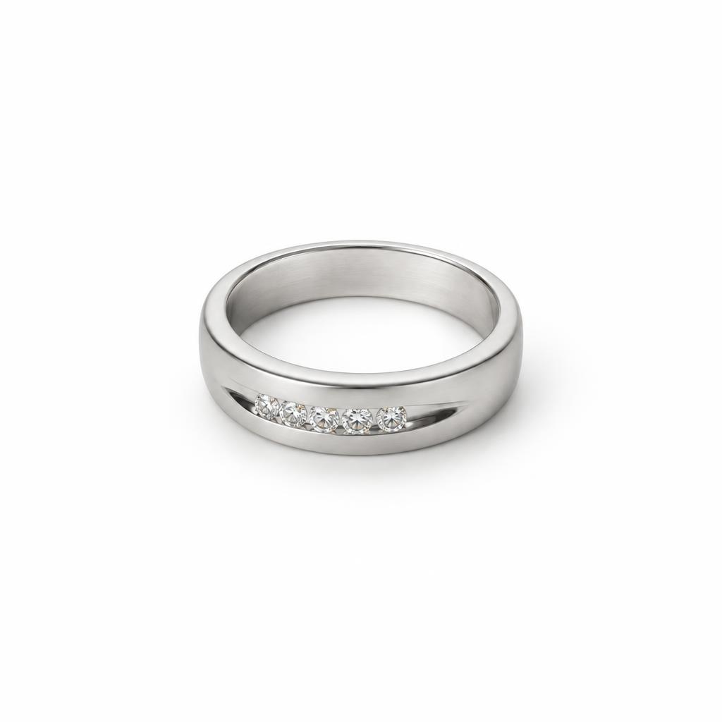 Gallery image of this Men’s 14k White Gold Bridal Ring with Diamond Size 9