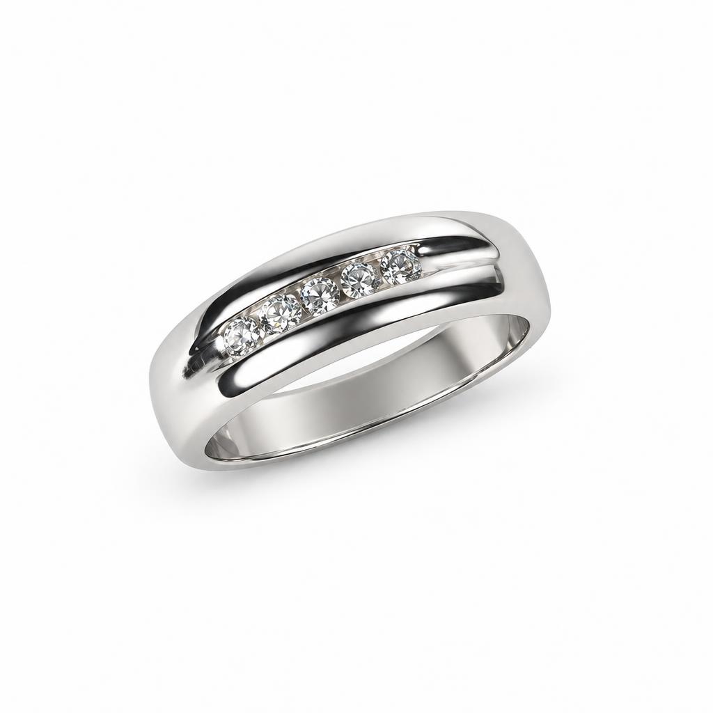 Featured image of this Men’s 14k White Gold Bridal Ring with Diamond Size 9