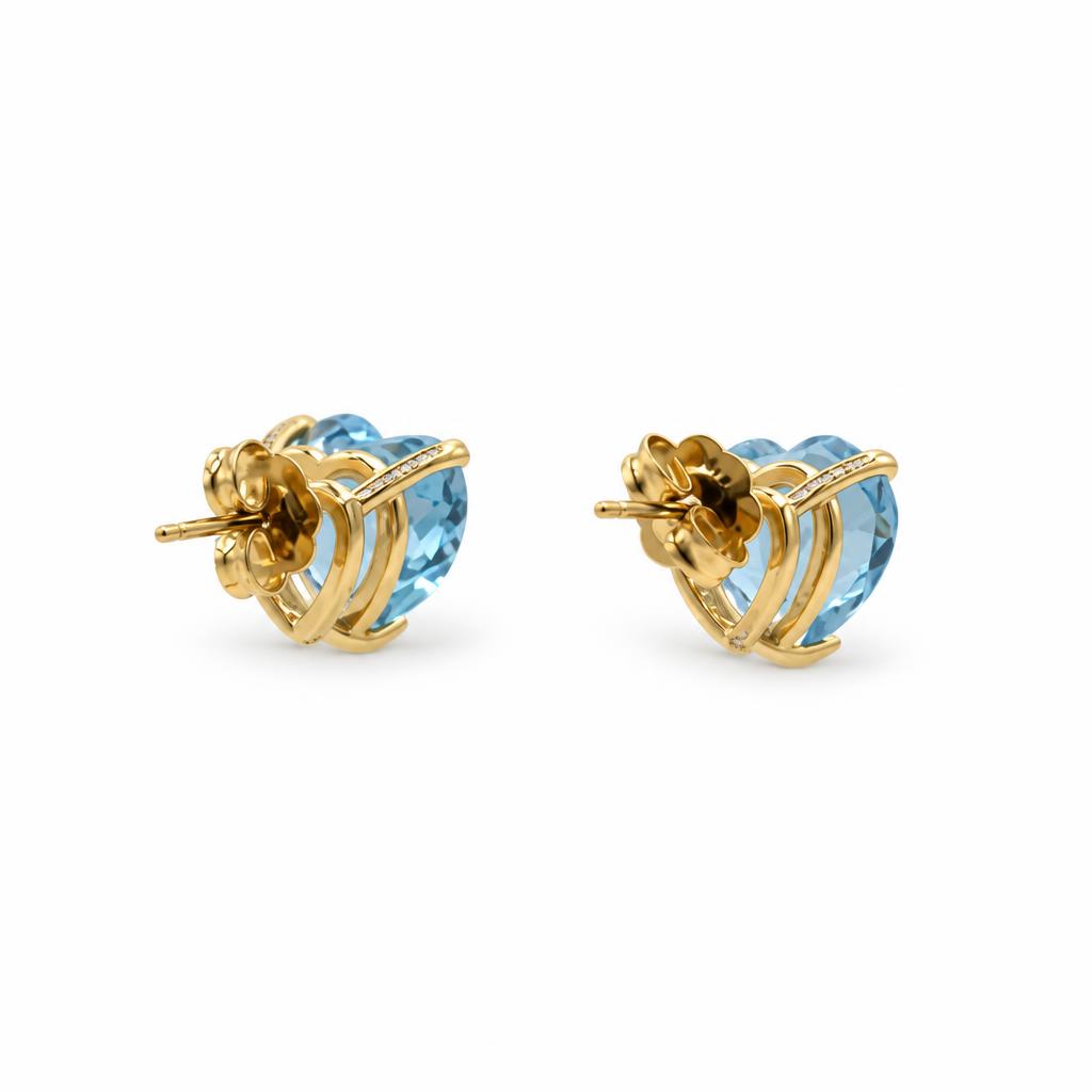 Gallery image of this Women’s 14k Yellow Gold Stud Earrings with Blue Topaz