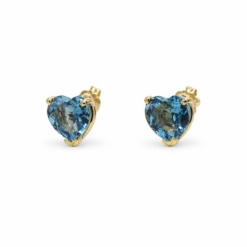 Featured image of this Women’s 14k Yellow Gold Stud Earrings with Blue Topaz