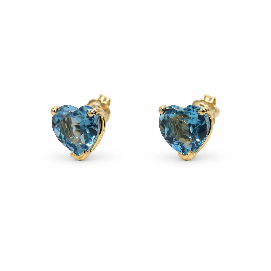 Featured image of this Women’s 14k Yellow Gold Stud Earrings with Blue Topaz